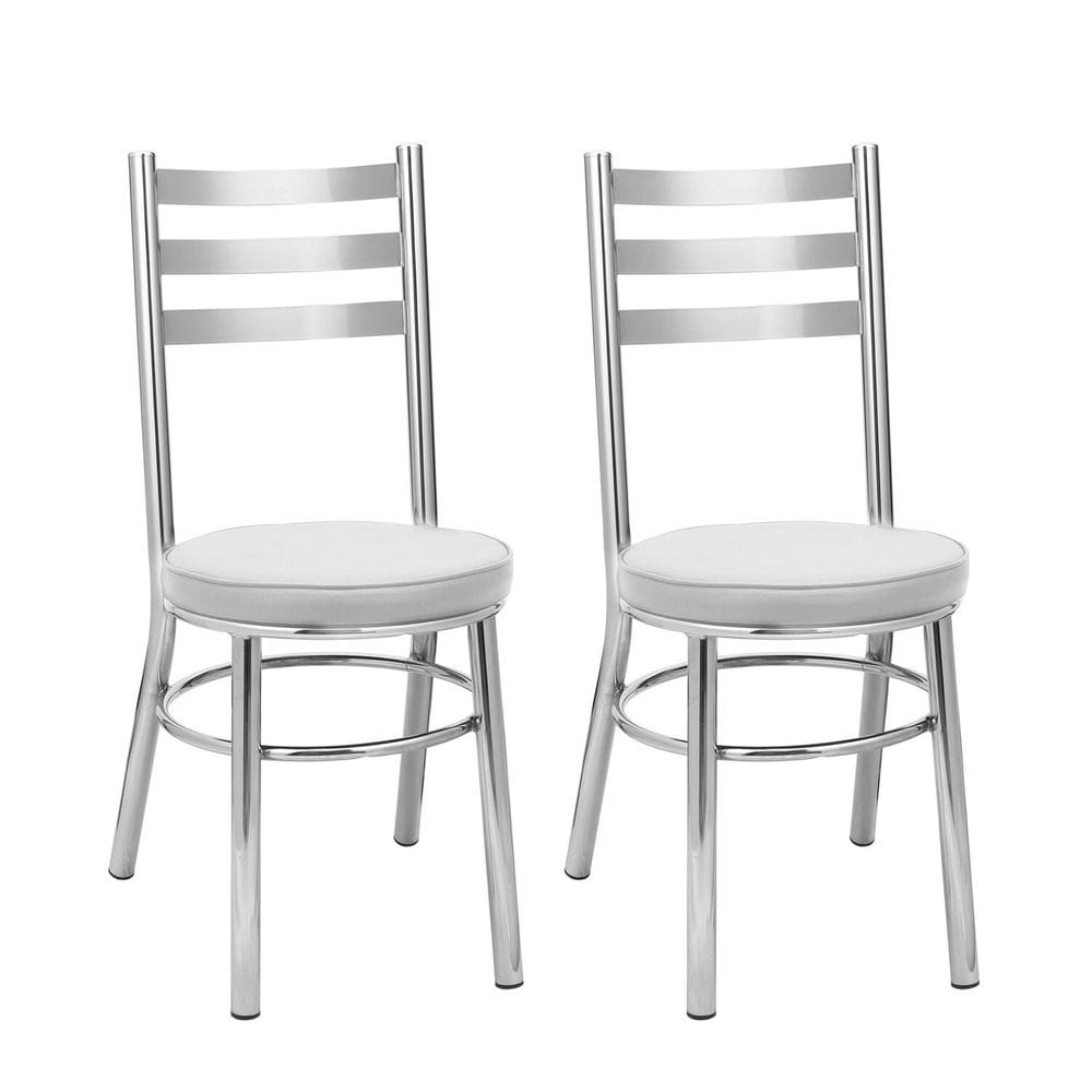 Conjunto 2 Cadeiras para Sala de Jantar Debrum Cromado/Branco