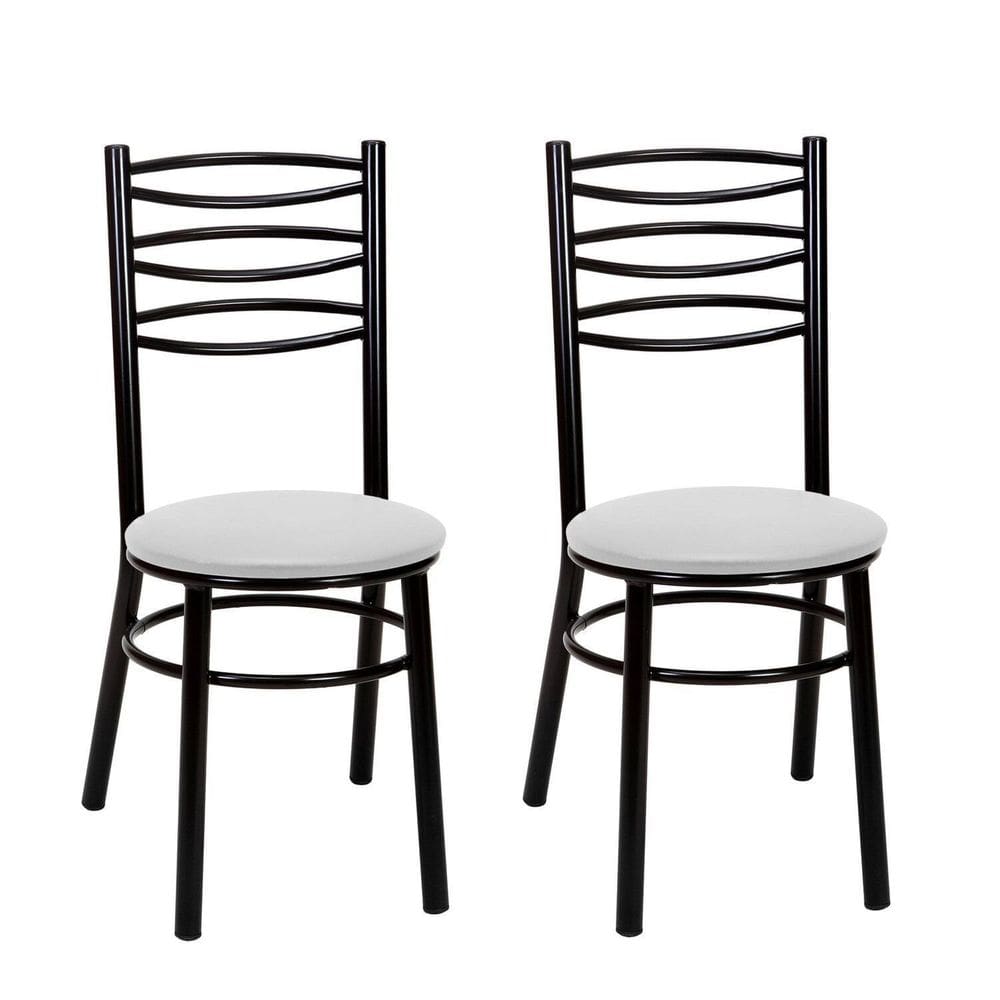 Conjunto 2 Cadeiras para Sala de Jantar Preto/Branco