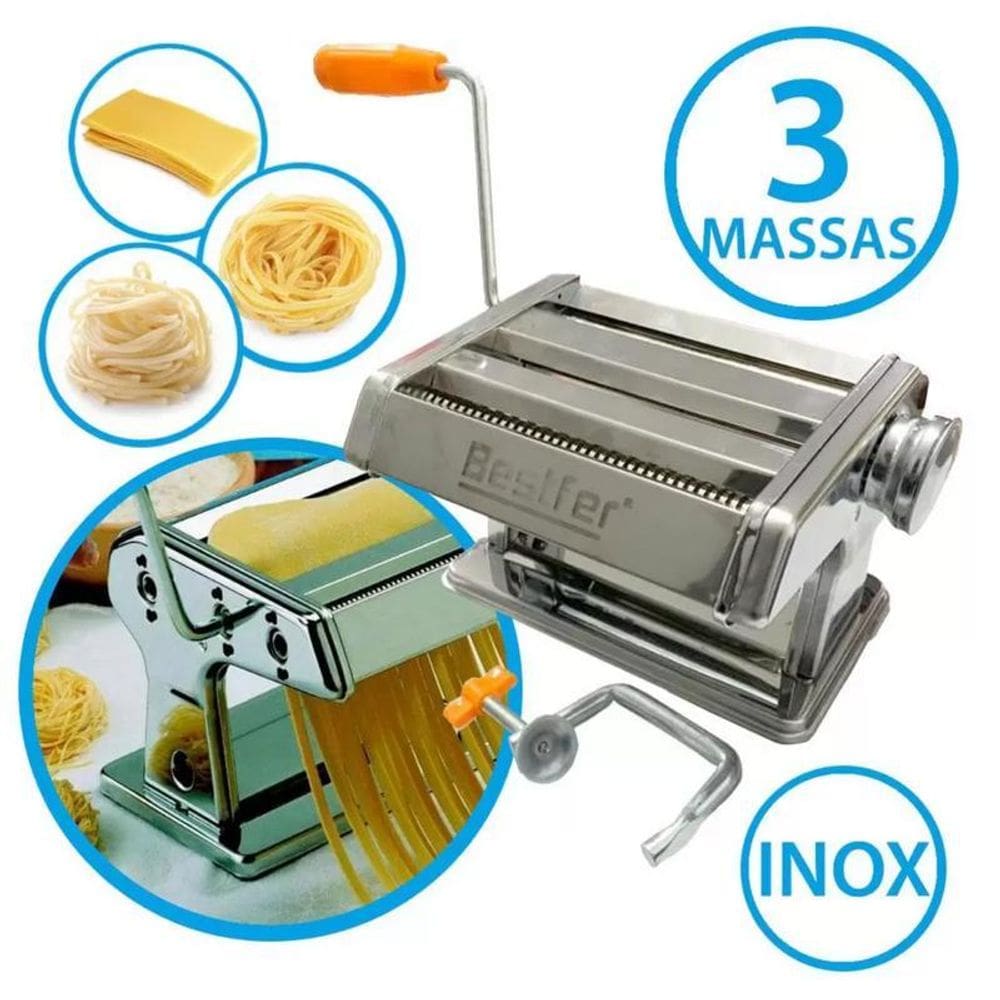 Máquina Fazer Macarrão Massas Manual Abrir Fresca Cortar