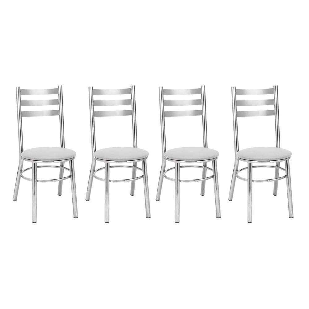 Kit 4 Cadeiras para Sala de Jantar Cc81 Cromado/Branco