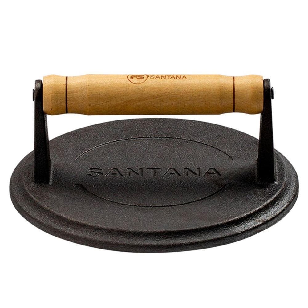 Prensador Para Bife Smash Burguer Santana 17x11 cm em Ferro Fundido