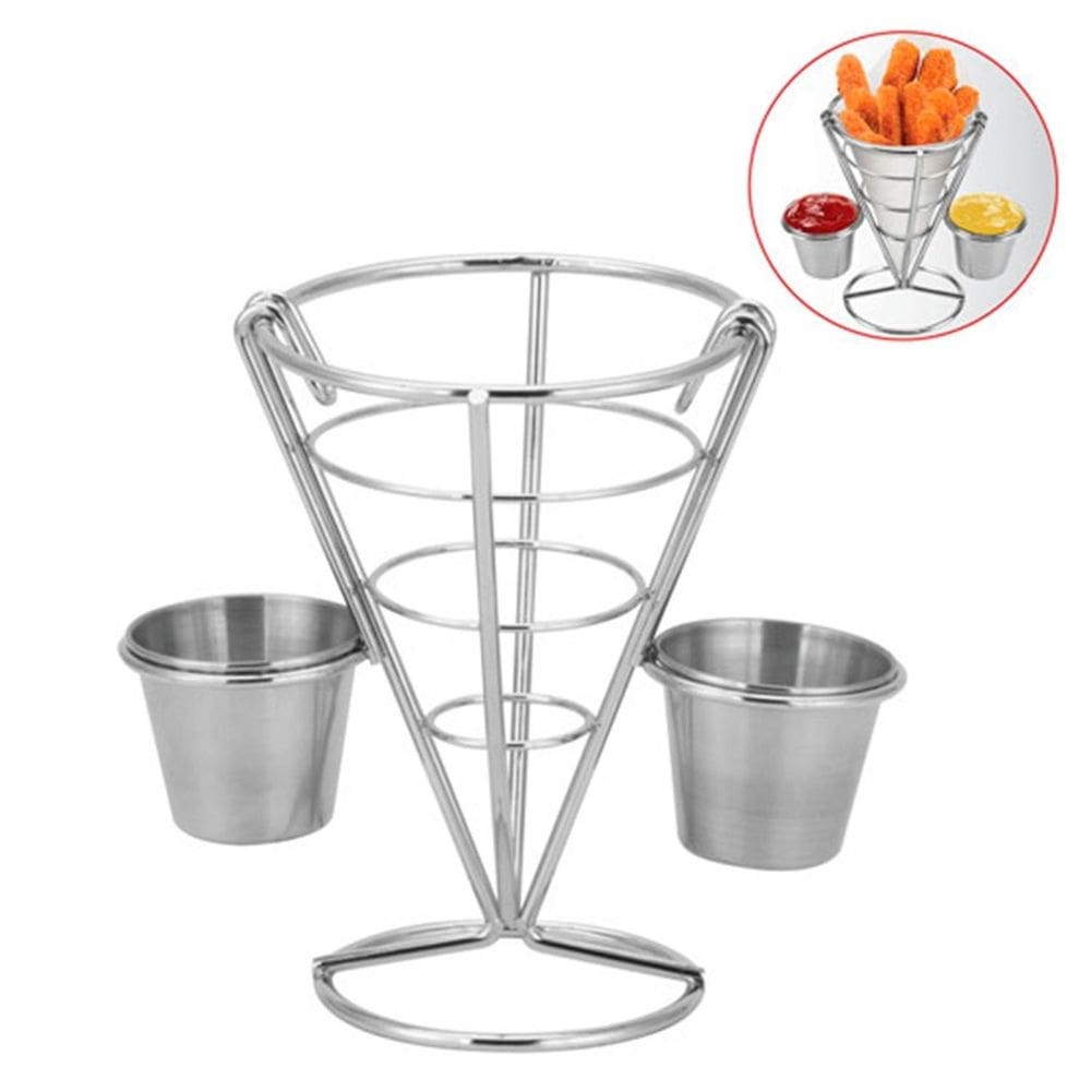Petisqueira Cone Uny Home em Aço Inox com 2 Molheiras