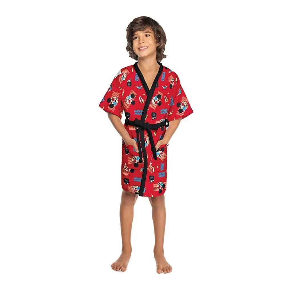 Roupão Aveludado Infantil Divertido Mickey Lepper Tamanho P