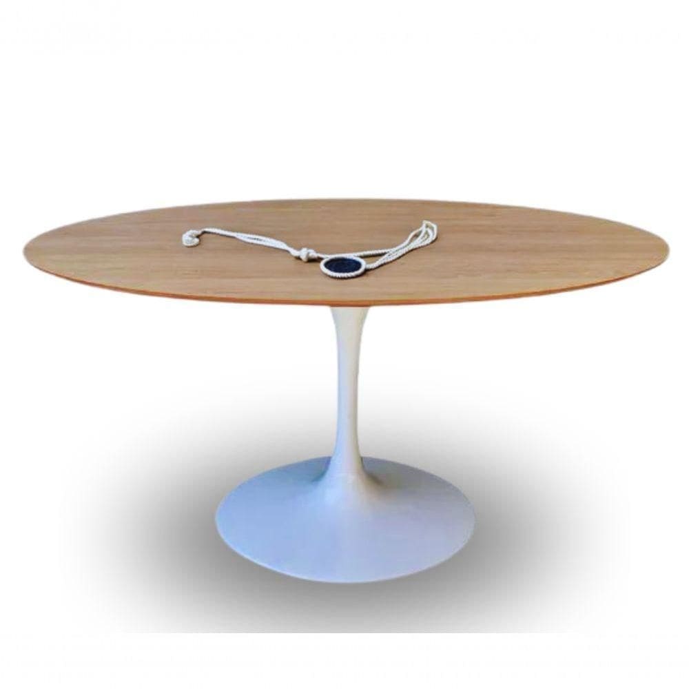 Mesa De Jantar Tulipa Saarinen Redonda 160x90cm Tampo Cor Jade
