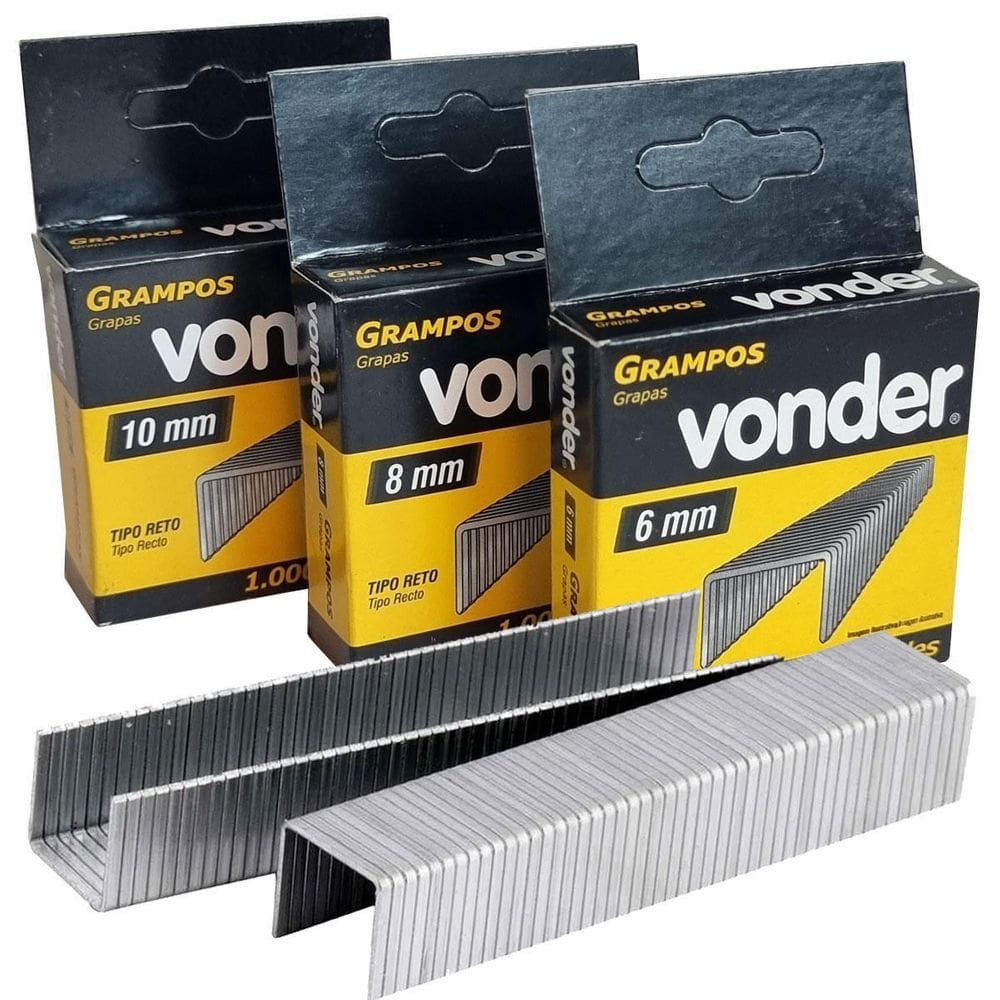 Kit Grampos 6 8 E 10Mm Para Grampeador Manual 3.000Un Vonder