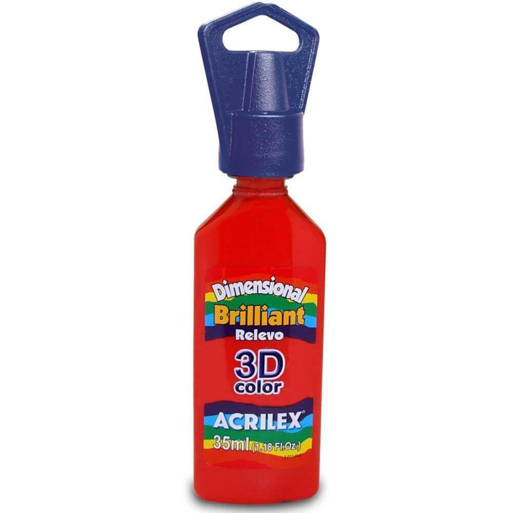 Tinta Dim Relevo 3D Brilliant 12112 35Ml Vermelho Fogo 507
