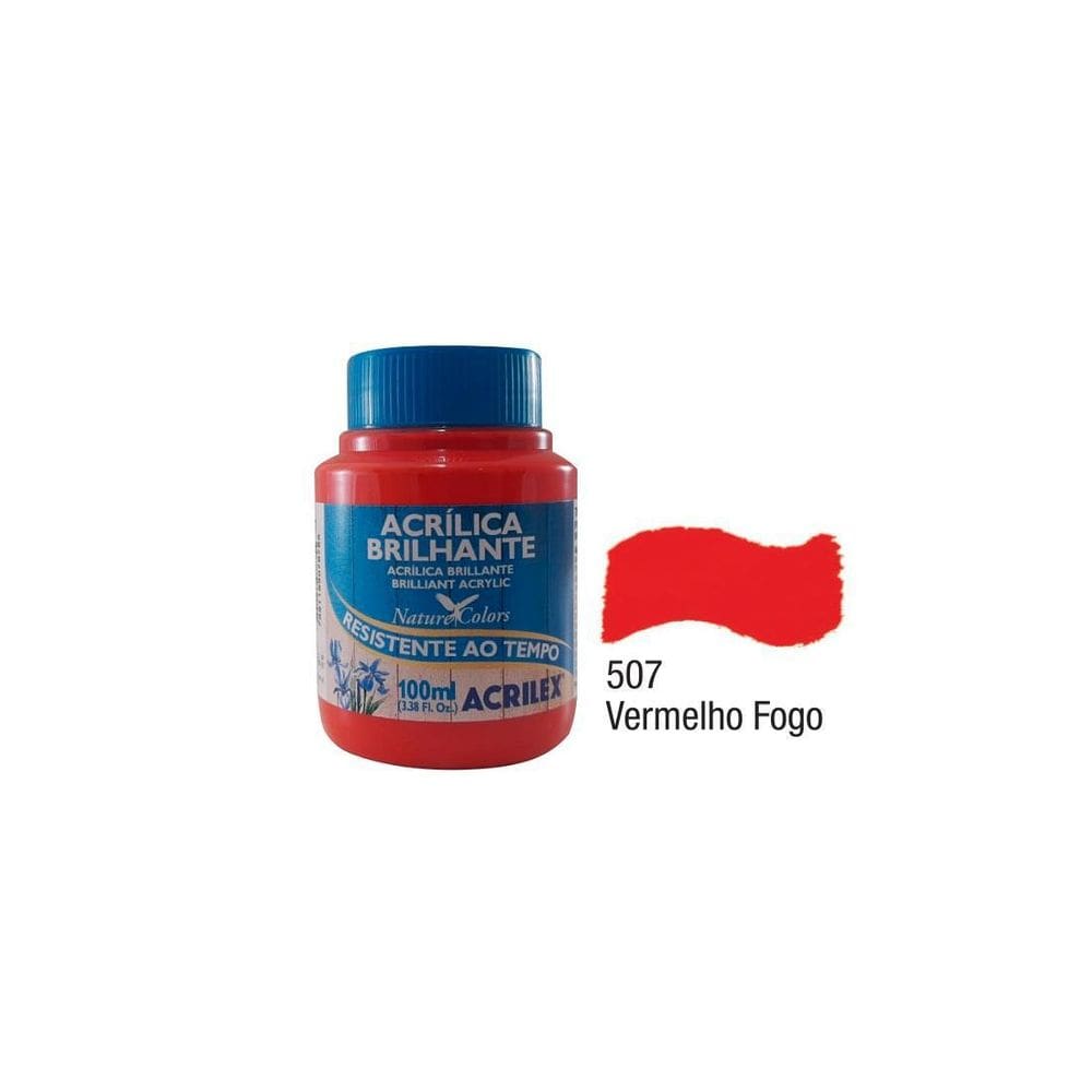 Tinta Acrílica Brilhante Vermelho Fogo 507 Acrilex 100Ml