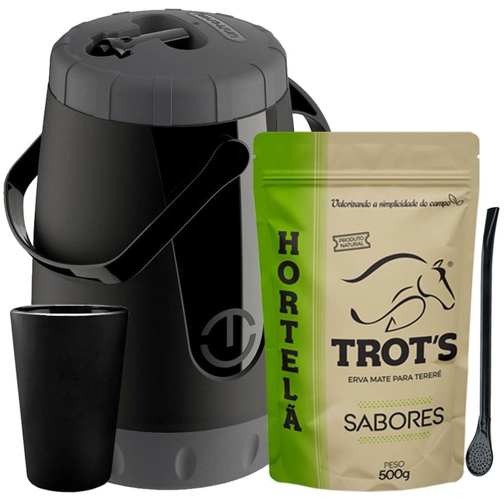 Kit Tereré Trot`S Garrafa Cuia Bomba E Erva Hortelã