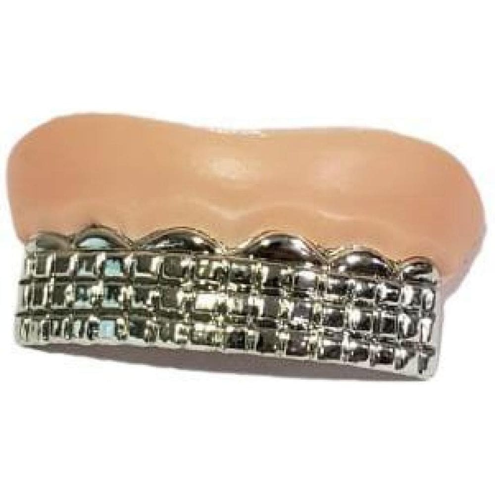 Dentadura Falsa Prata Modelo 2 Plástico Fantasia