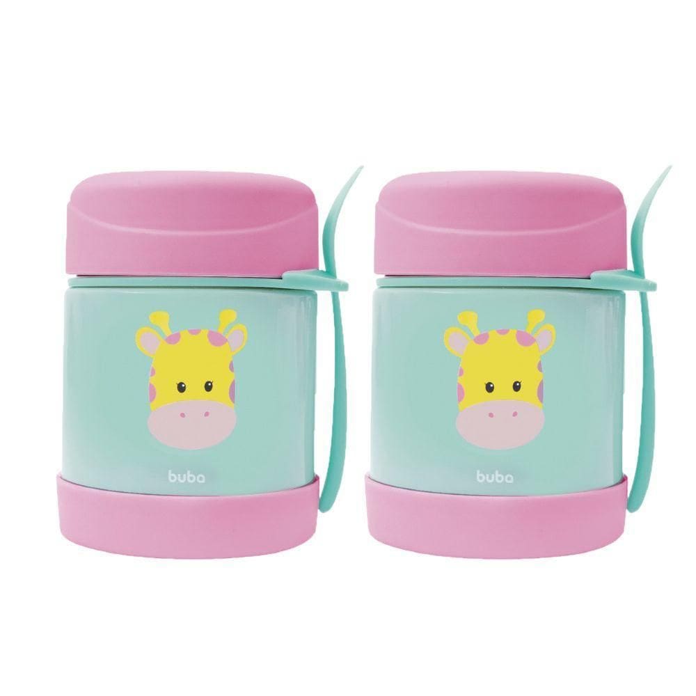 Kit 2 Potes Térmico Alimentação Comida Do Bebe Girafa