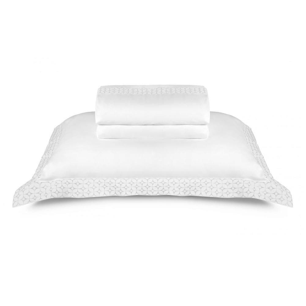 Jogo De Cama Queen Carnegie Branco 300 Fios Algodão Egípcio