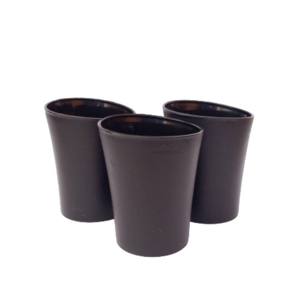 Kit 03 Copos Plastico Duro Resistente Bebidas 300Ml Preto