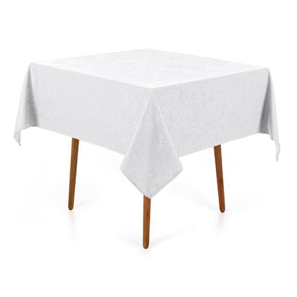 Toalha Mesa Quadrada 4 Lugares Jacquard Dominic Branca