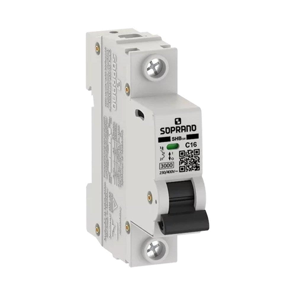 Disjuntor Soprano Din Unipolar 16A SHB-GIII Curva C Branco