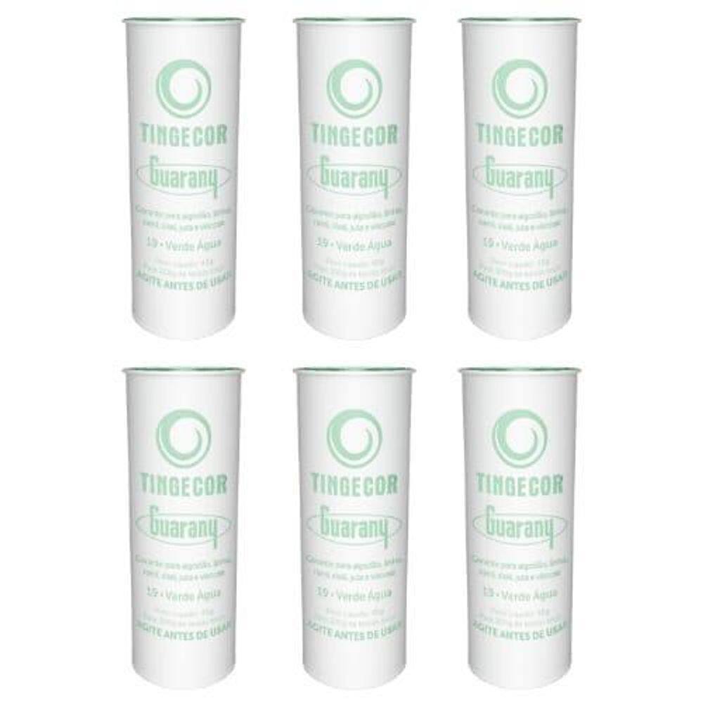 Tinta Tecido Tingecor Guarany 40G  6U  Tintol Verde Água