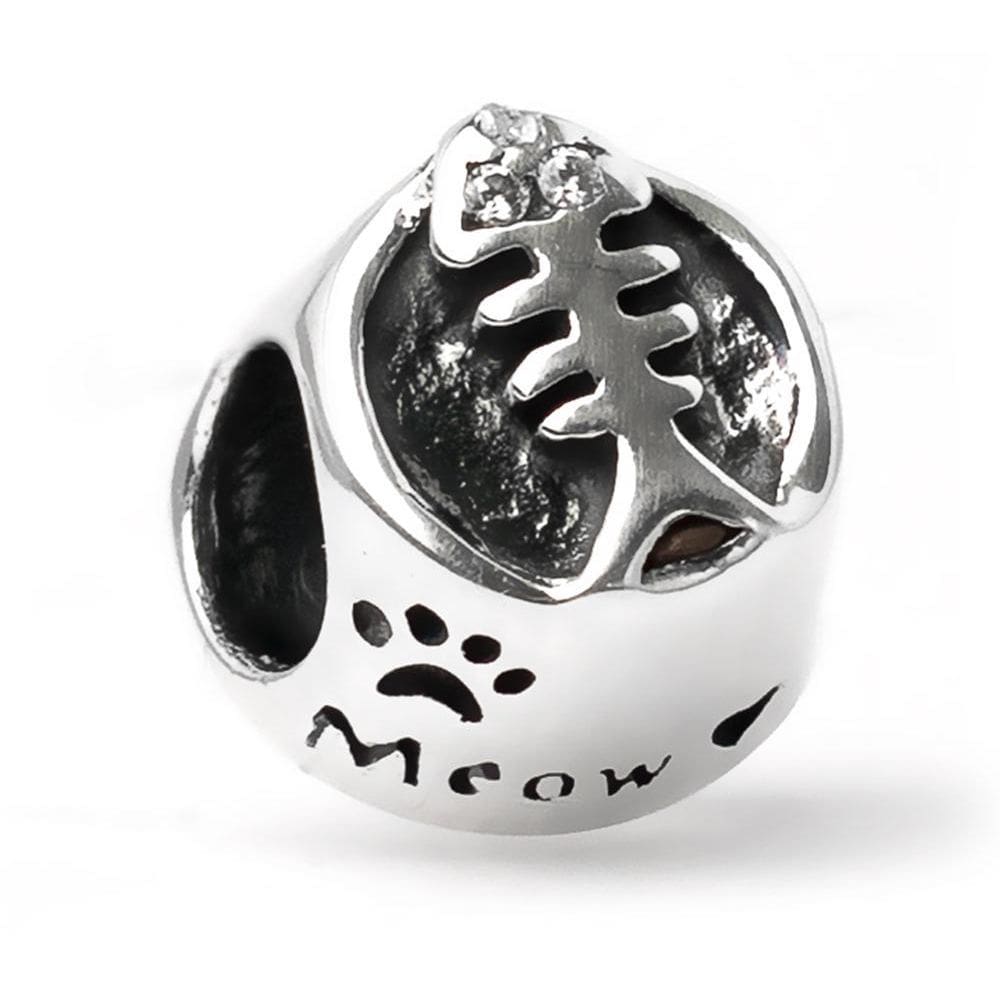 Berloque Separador Comida De Gato - Cor Prateado