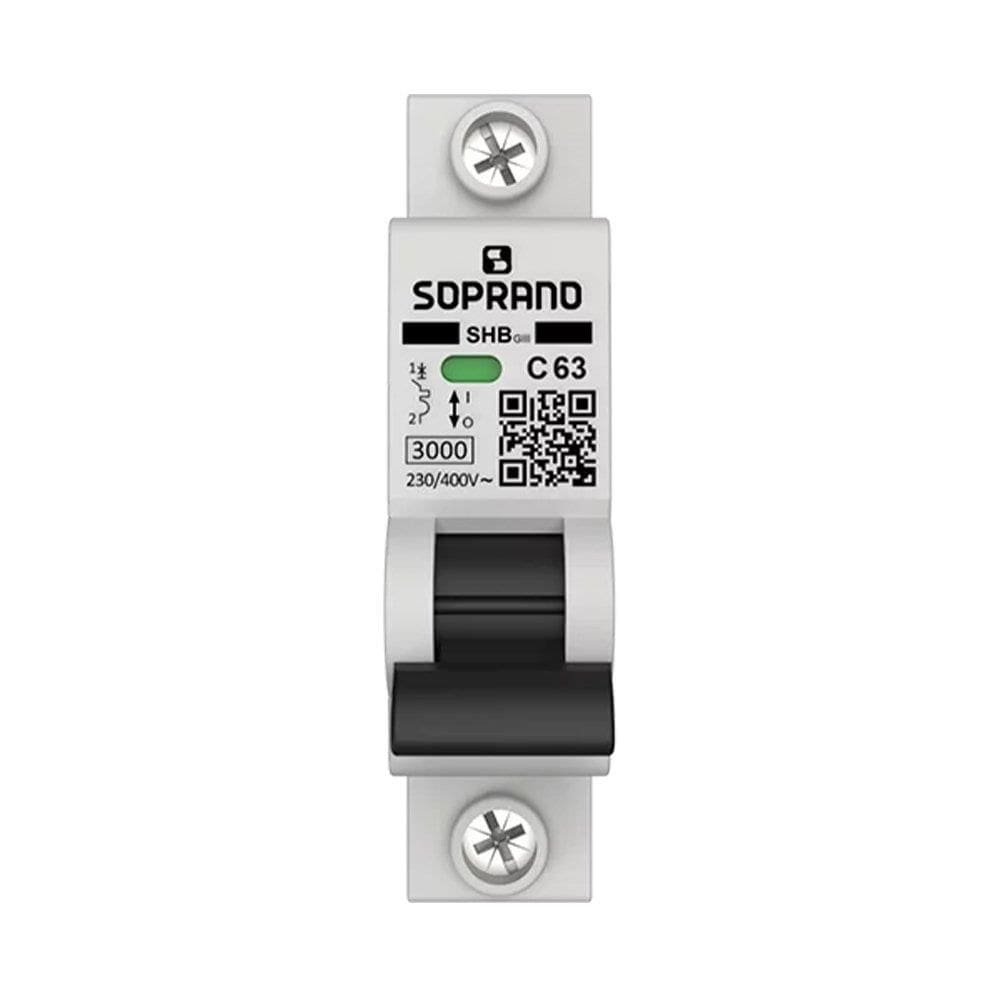 Disjuntor Soprano Din 1p 63A SHB-GIII Curva C Branco