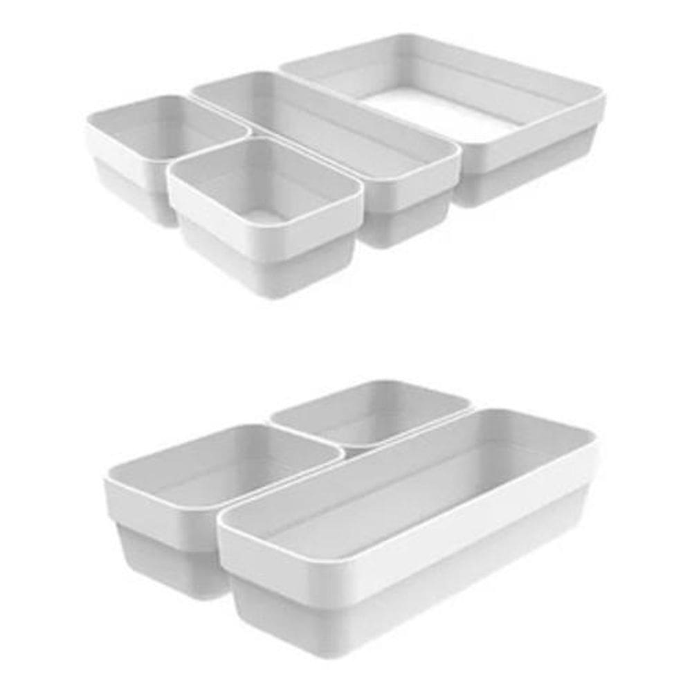 Kit 7 Organizadores Gavetas Material Ou Maquiagens- Branco