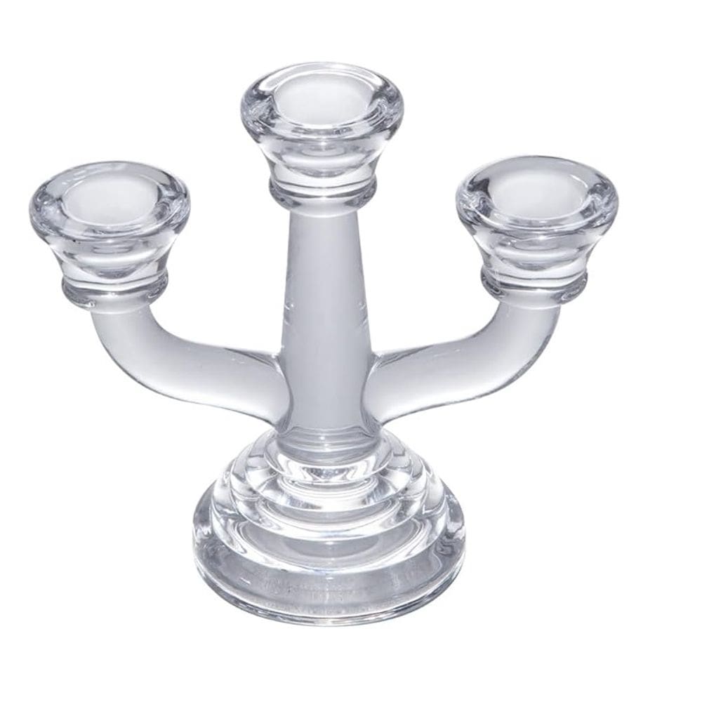 Candelabro Sofisticado Castiçal de Vidro Para 3 Velas 14x7x13cm