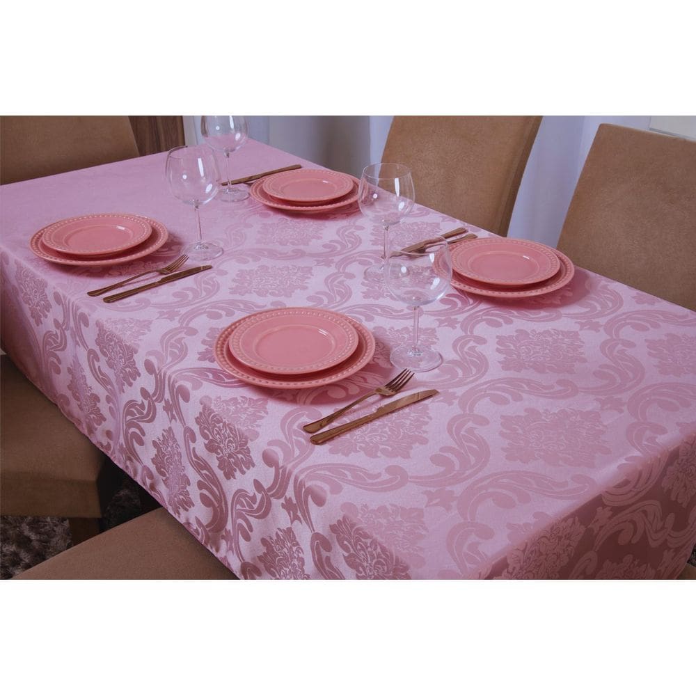 Toalha de Mesa Quadrada Jacquard 1,35x1,50 Rosa - 4 lugares