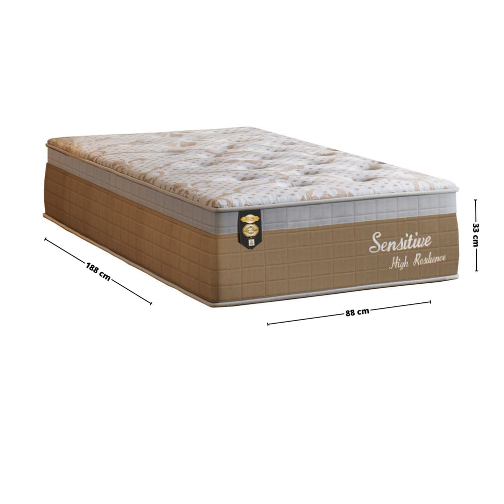 Colchão Solteiro Molas Molas ensacadas Ensacadas Sensitive 33x88x188cm Branco/Bege
