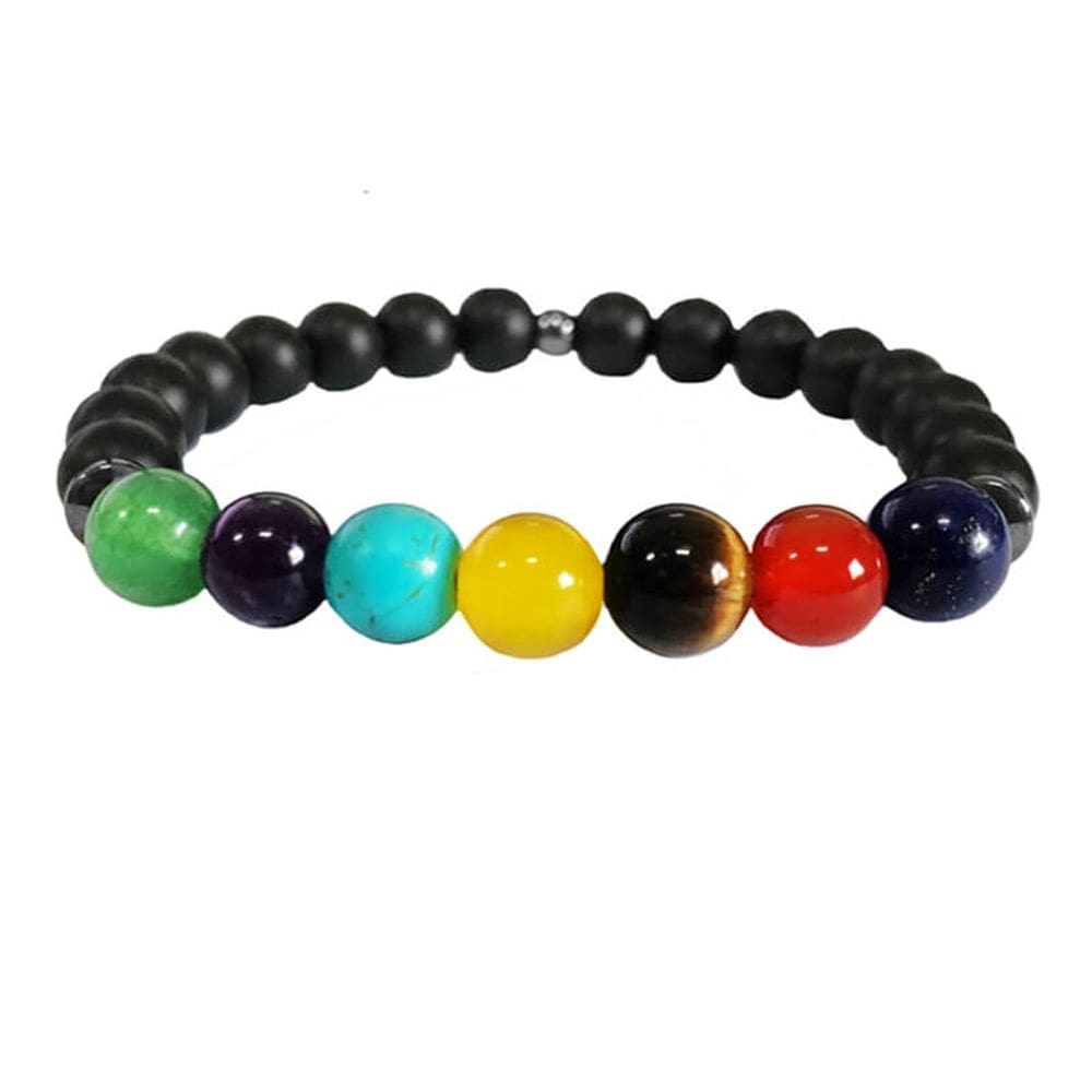 Pulseira Masculina Pedra Ágata Matte e 7 Chakras