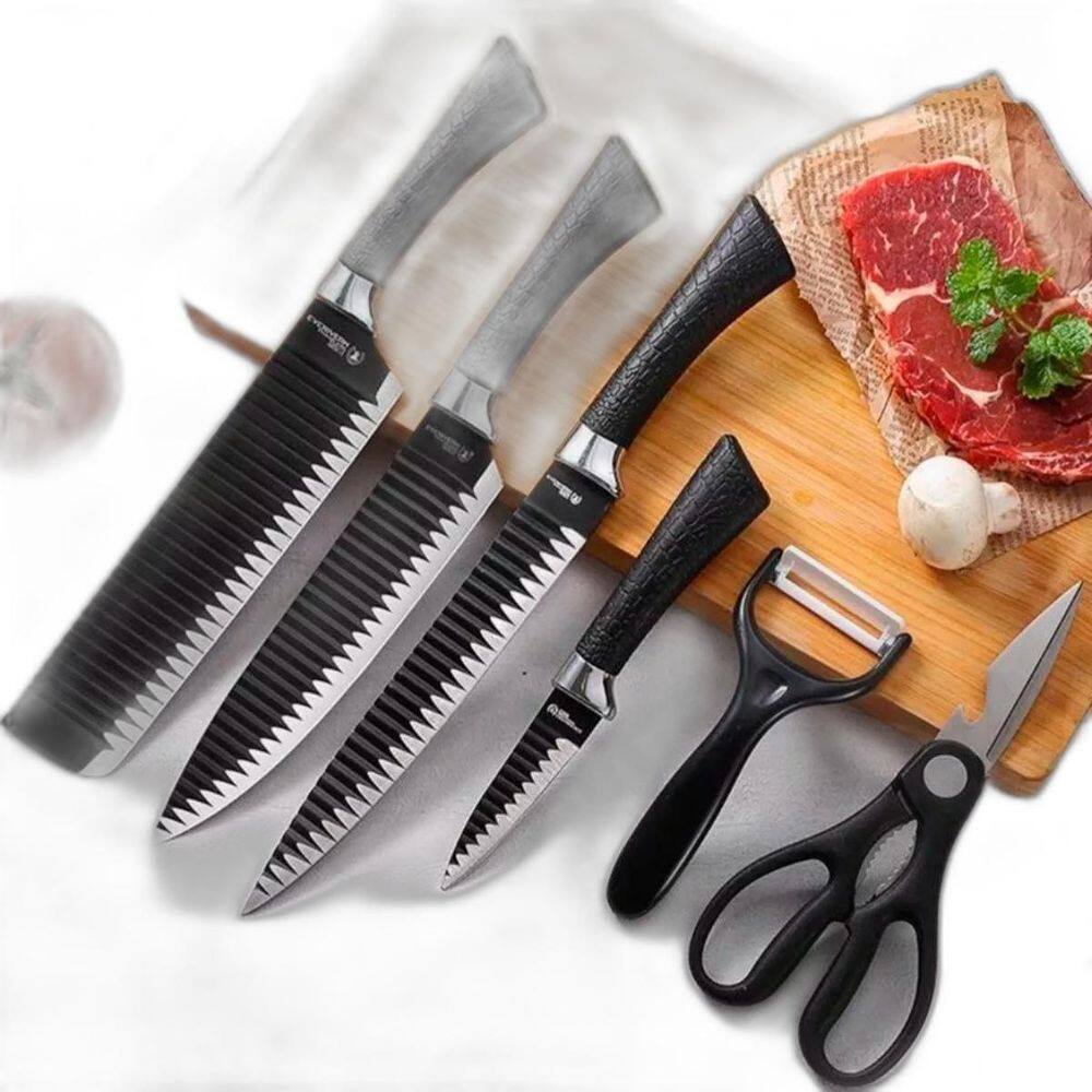 Kit 6 Peças Facas Gourmet Antiaderente Churrasco Cozinha