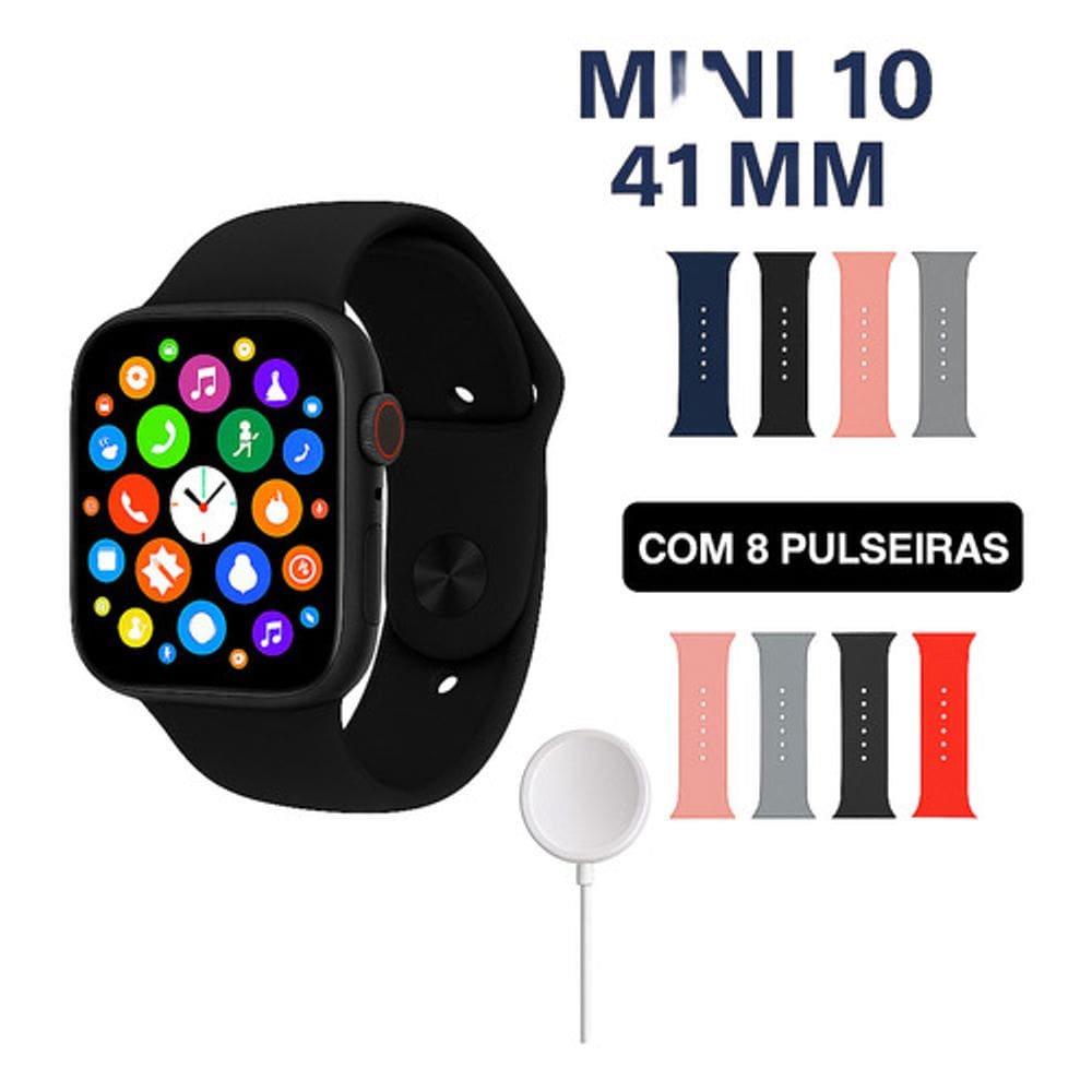 Smartwatch Laxasfit Mini 10 41mm C/ 8 Pulseiras E Carregador