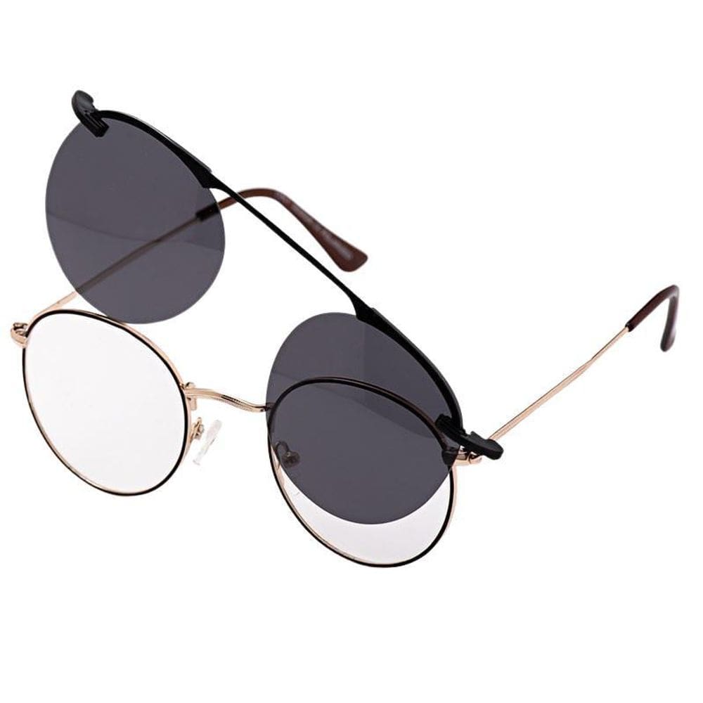 Armação Óculos Grau E Sol Feminino Redondo 2 Em 1 Seatle