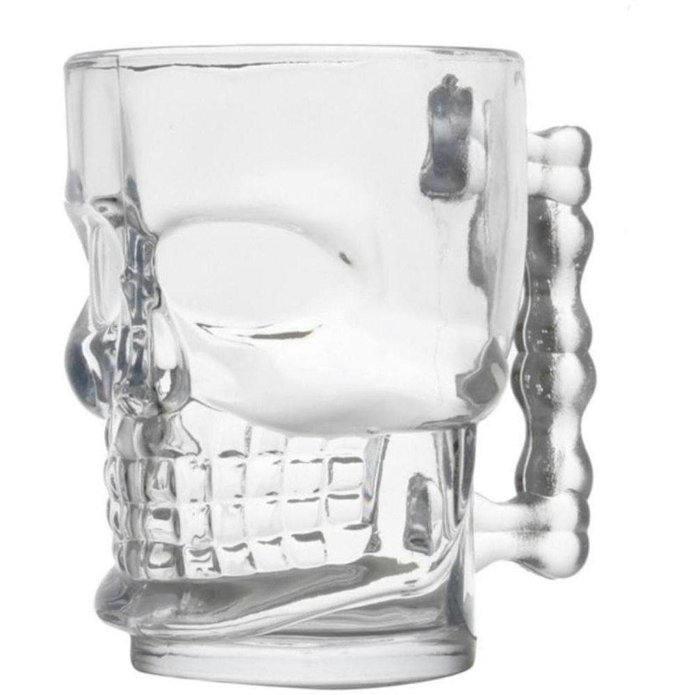 Kit 4 Caneca Cabeça Caveira Crânio 540ml Chopp Vidro Rock