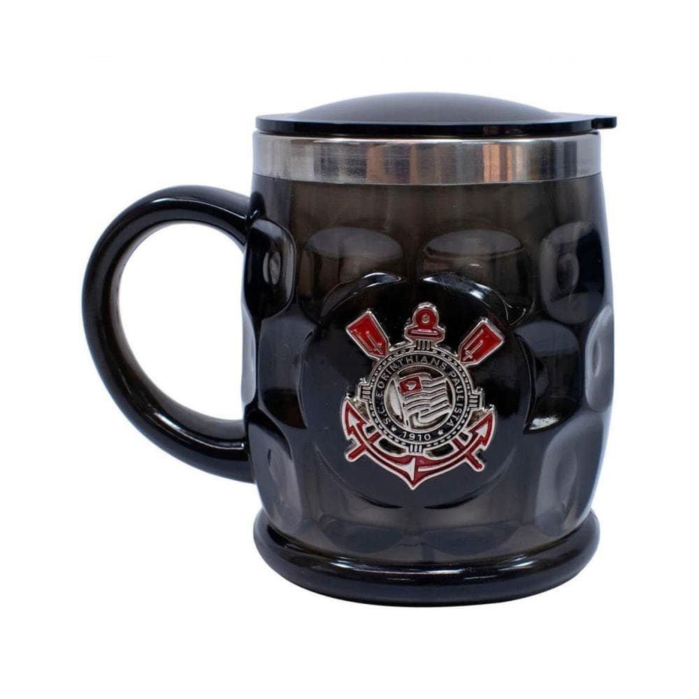 Caneca Térmica Corinthians 500ml - Plástico/Inox com Brasão
