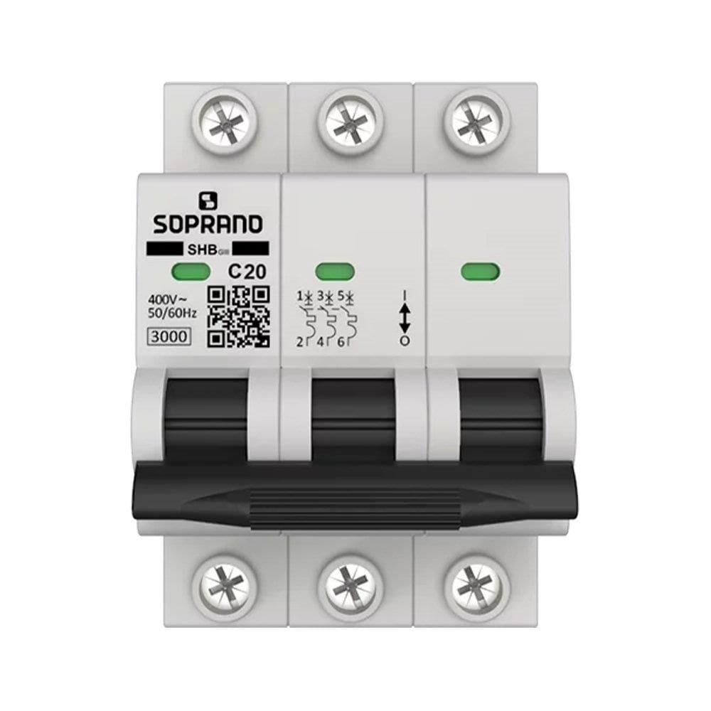 Disjuntor Soprano Din 3p 20A SHB-GIII Curva C Branco