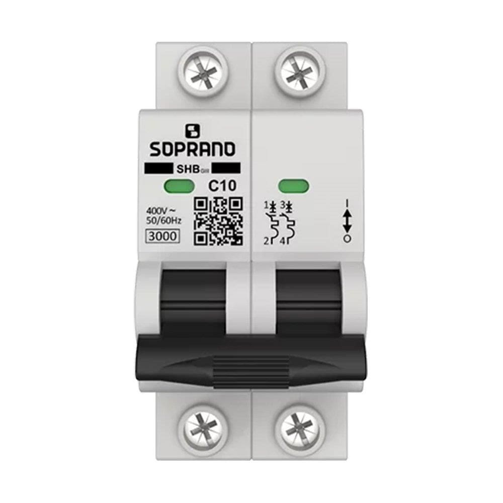 Disjuntor Soprano Din 2p 10A SHB-GIII Curva C Branco