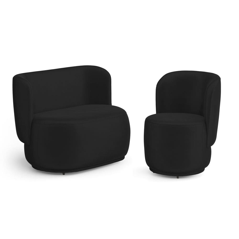 Poltrona e Namoradeira Orgânica Molly Veludo Preto - Desk Design