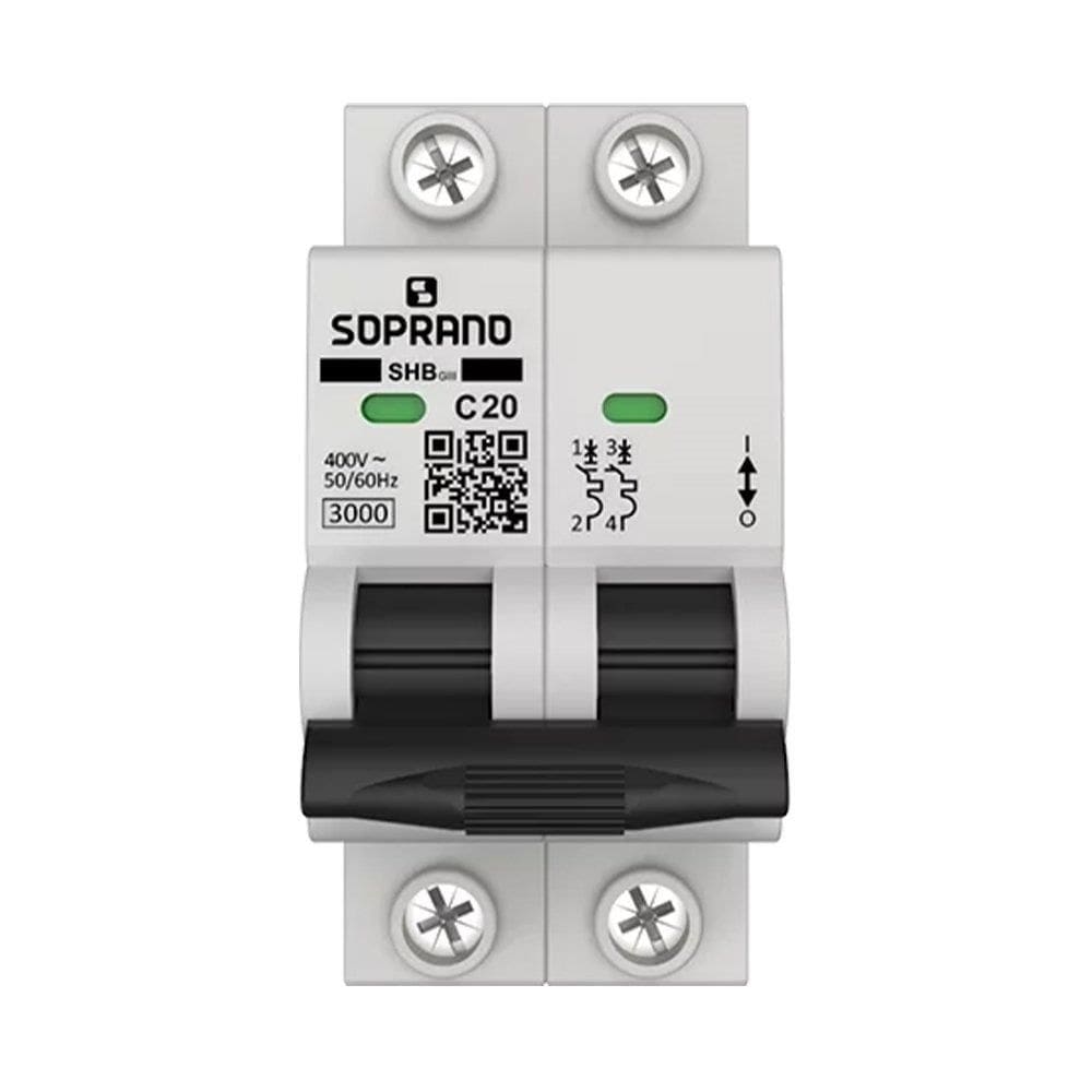 Disjuntor Soprano Din 2p 20A SHB-GIII Curva C Branco
