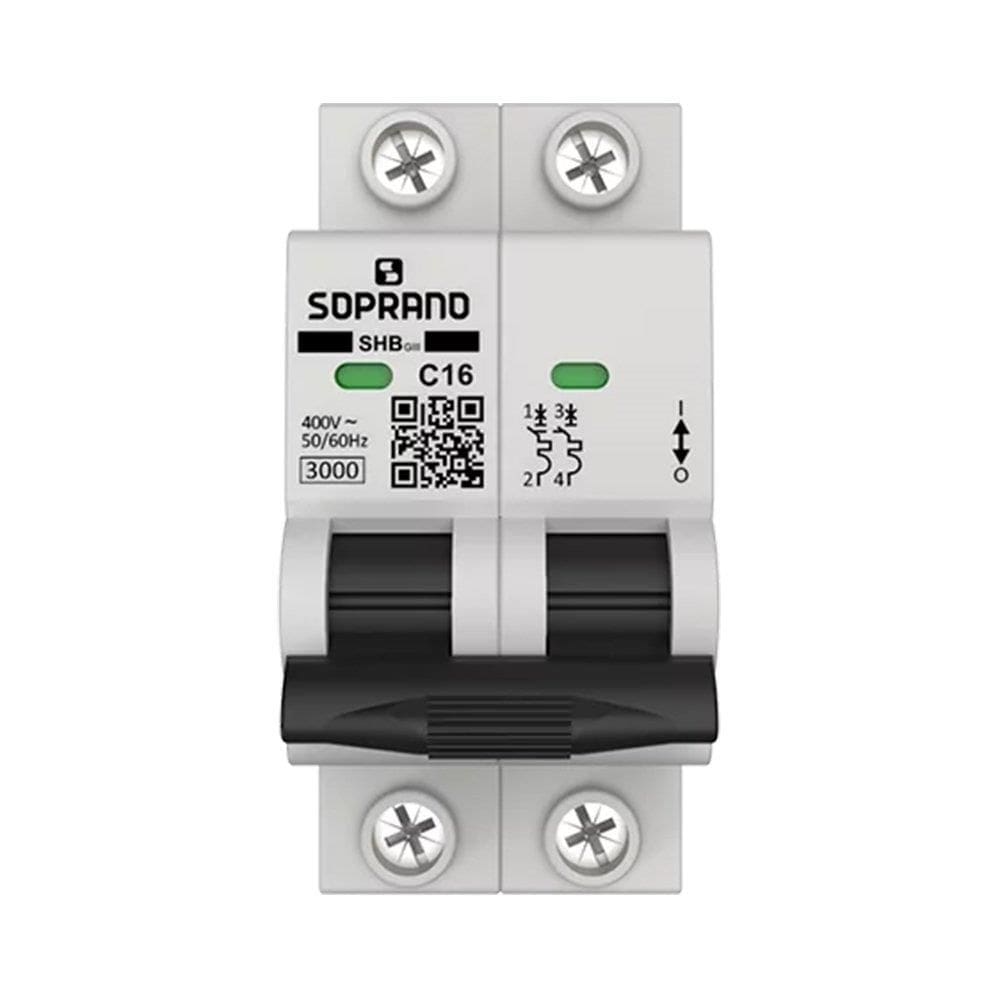 Disjuntor Soprano Din 2p 16A SHB-GIII Curva C Branco