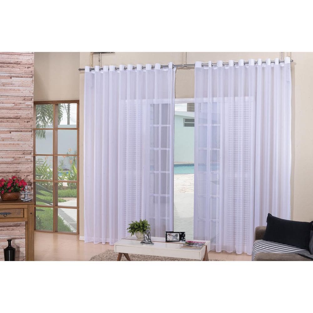 Cortina Para Sala Quarto Voal Liso Branca 5,00X2,80