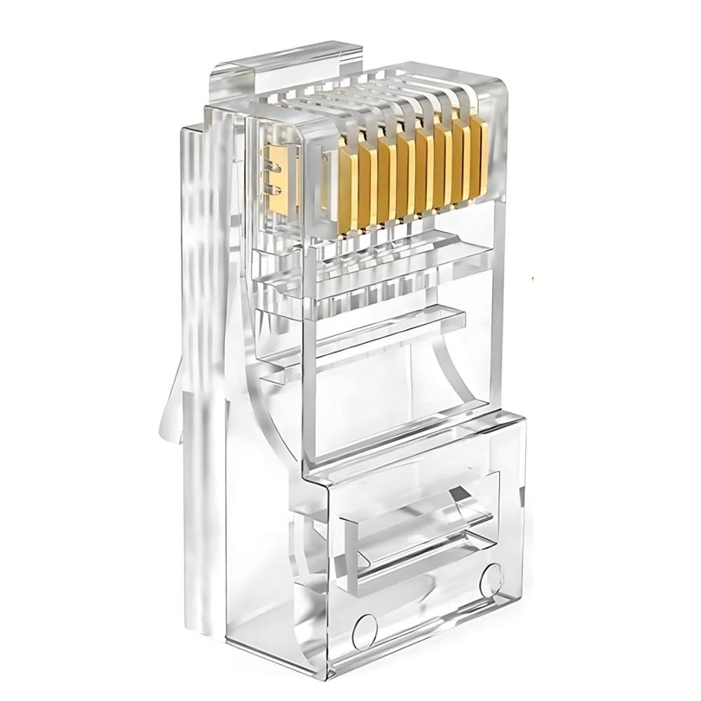 Conector Cristal RJ45 Cat5e/Cat6e EZ Exbom Vazado, CONT-RJ45V1K, 8P8C - Pacote com 100 Unidades