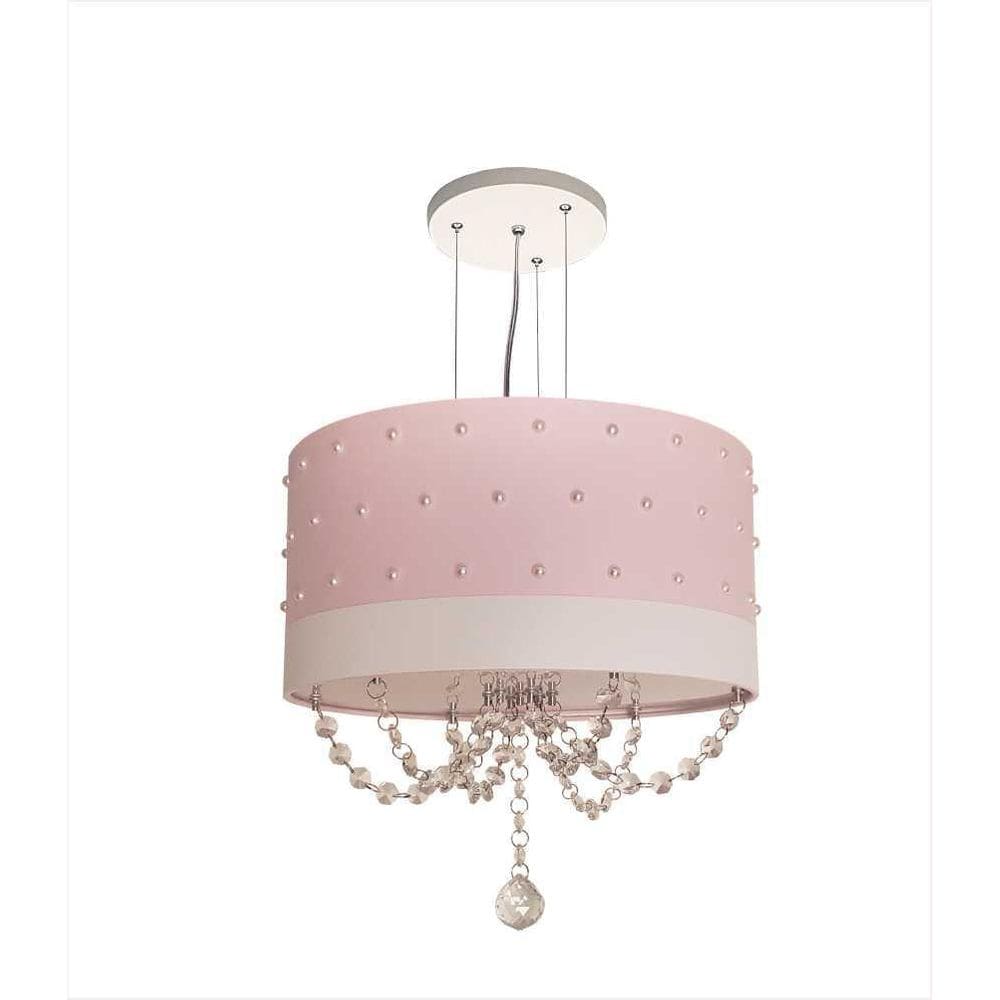 Lustre Infantil Pérolas 30x15 Rosa Bebê
