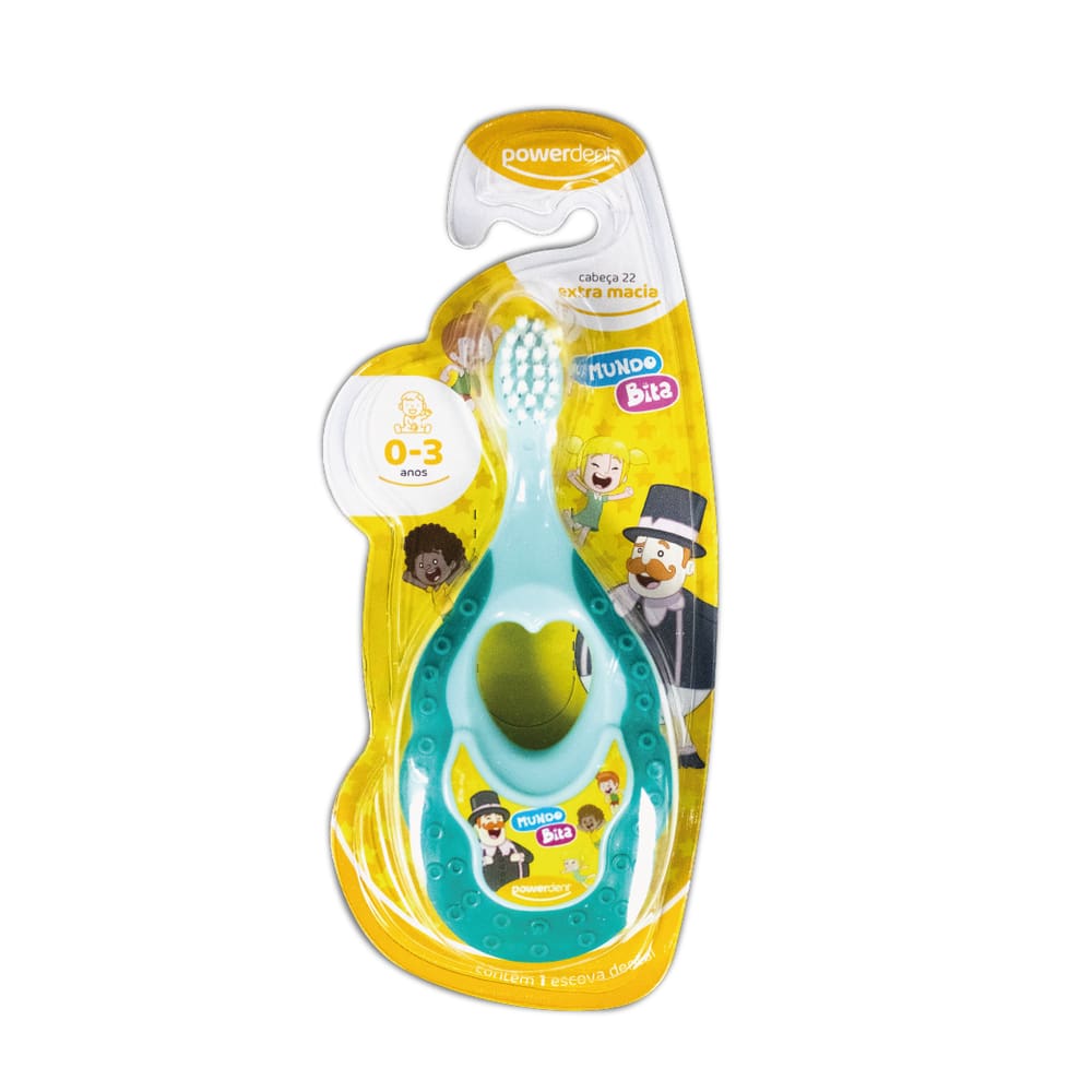 Escova de dente infantil com mordedor Powerdent Mundo Bita