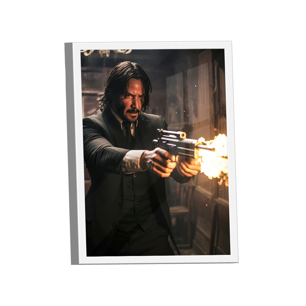 Quadro Decorativo John Wick Disparo de Fogo