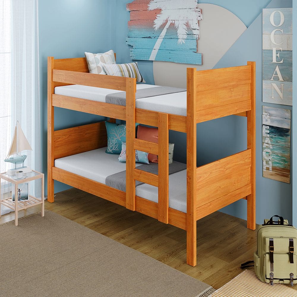 Beliche Resistente Fortaleza em Mdf Vira 2 Camas Solteiro Nature Amadeirado