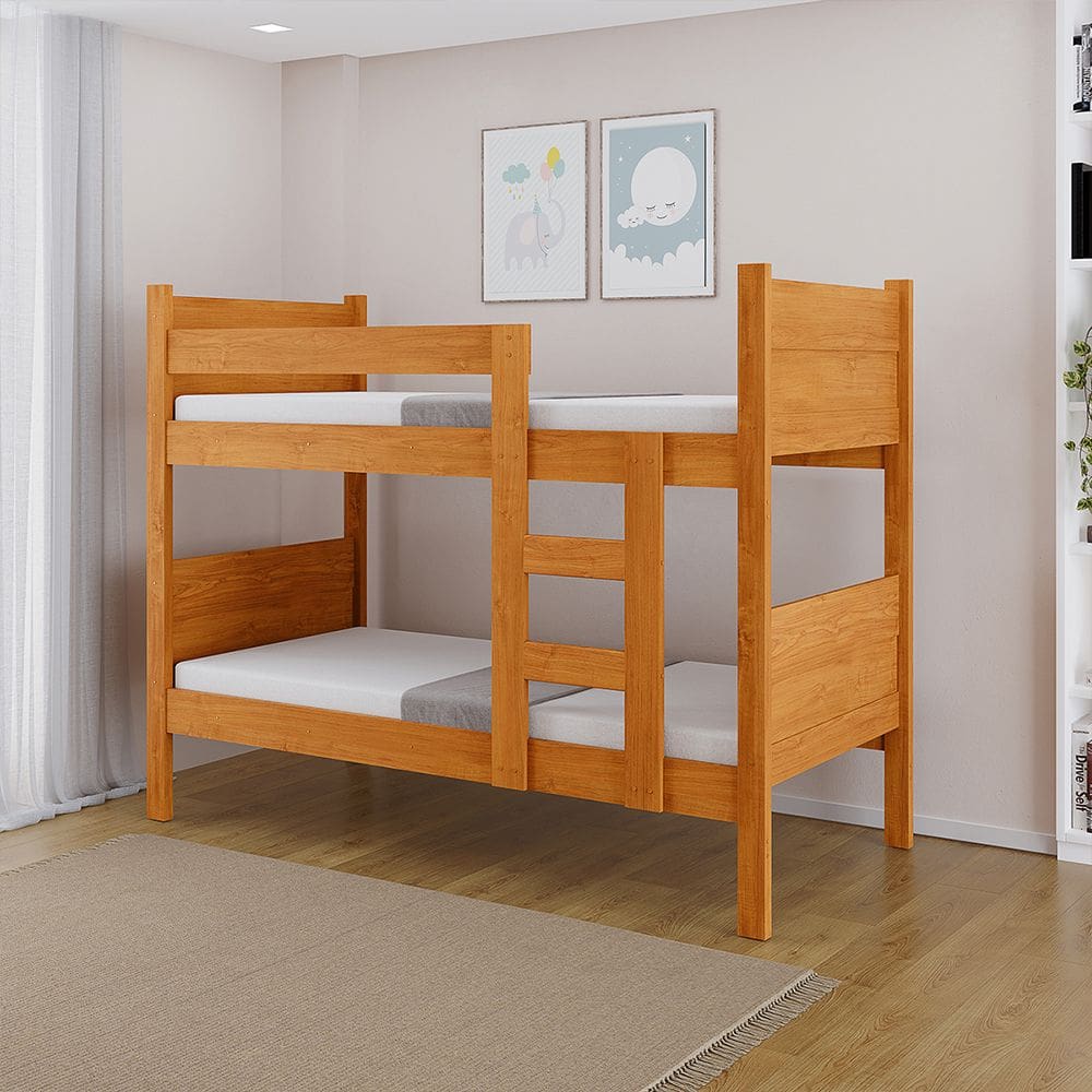 Beliche 100% Mdf Fortaleza - Duas Camas Solteiro Compacta e Moderna Nature Amadeirado