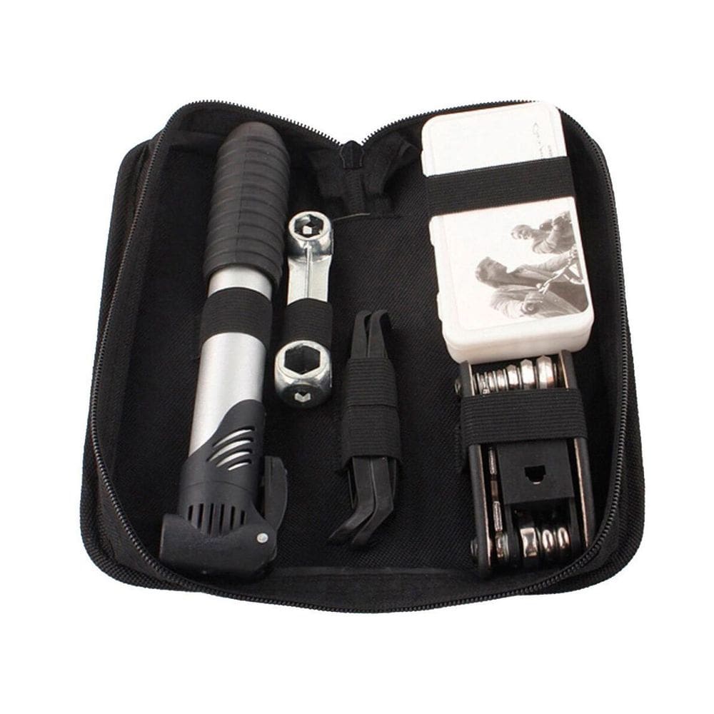 Kit Ferramentas Bicicleta Bomba Ar Reparo Preto