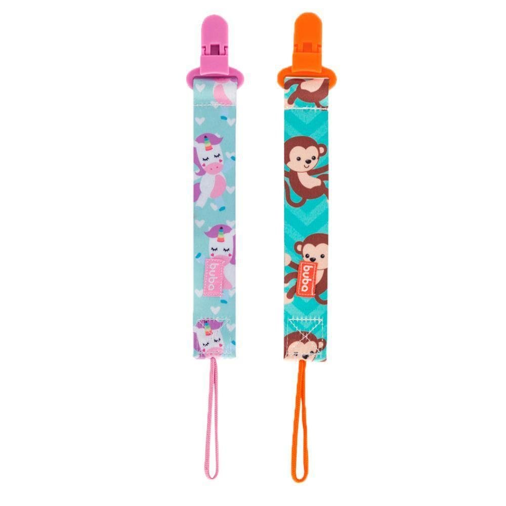 Kit 2 Prendedores Chupeta Infantil Estampado Bico Bebê Clipe