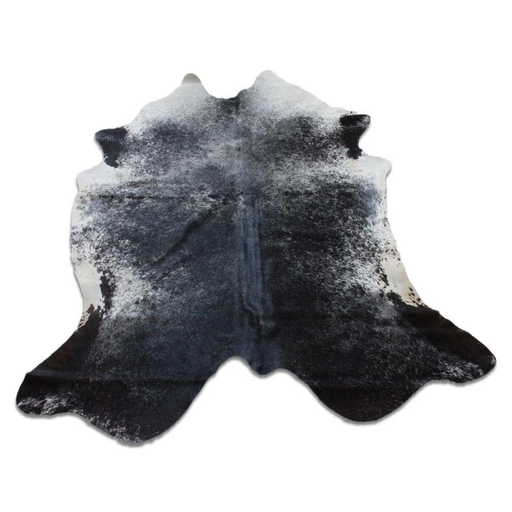 Tapete De Couro Salpicado Preto E Branco Grande 006