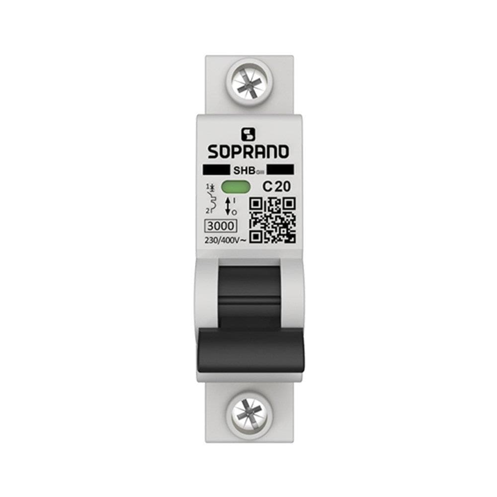 Disjuntor Soprano Din 1P 20A SHB-GIII Curva C Branco