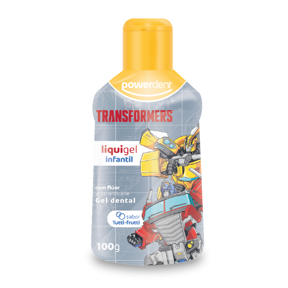 Liquigel Infantil Transformers Tutti Frutti 100g + Escova De Dentes Infantil Transformers +5 Anos