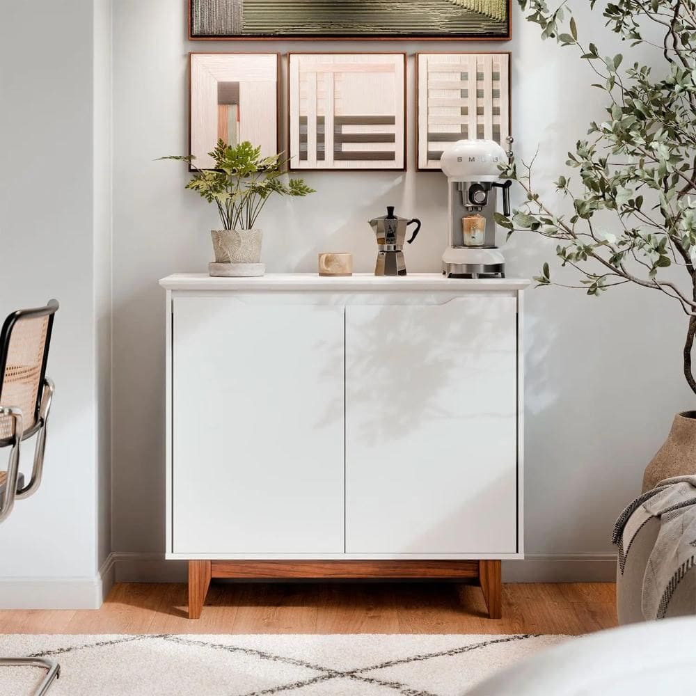 Aparador buffet balcão 2 com gaveta portas Gucci branco