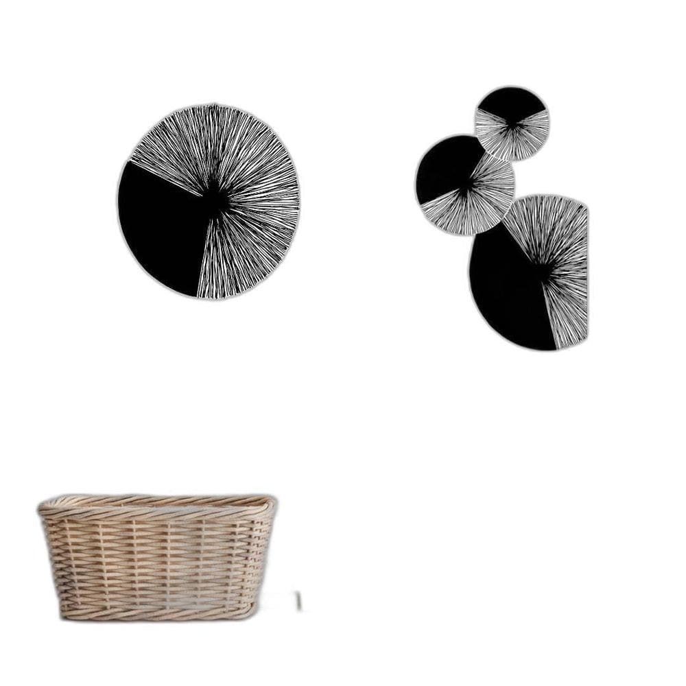 Kit Quadros Círculos Textura 33x24cm - Vidro e Moldura Preta